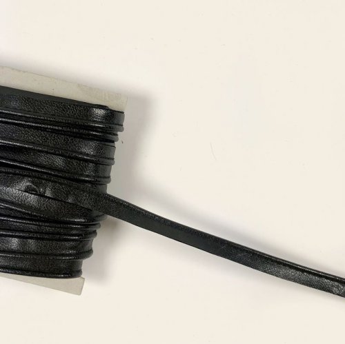 Kunstleder Paspel - 10 mm - schwarz genarbt